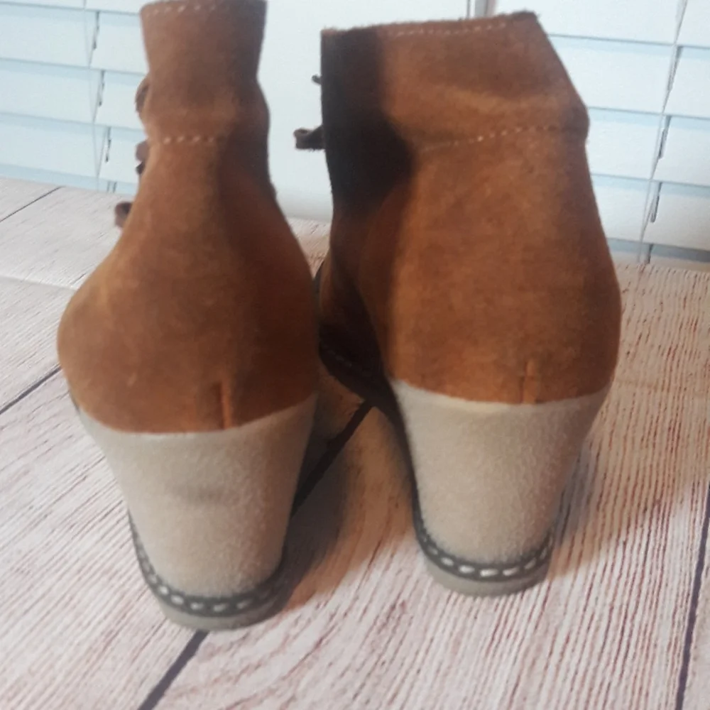 J. Crew made in Italy suede wedge booties size 7
